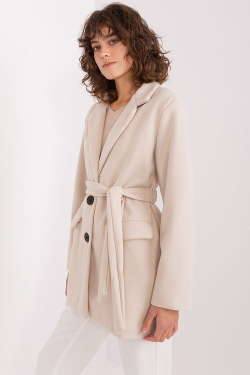 Abrigo Mujer Cruzado Cinturón – Beige Arena – detalle 2 | DOMELVA