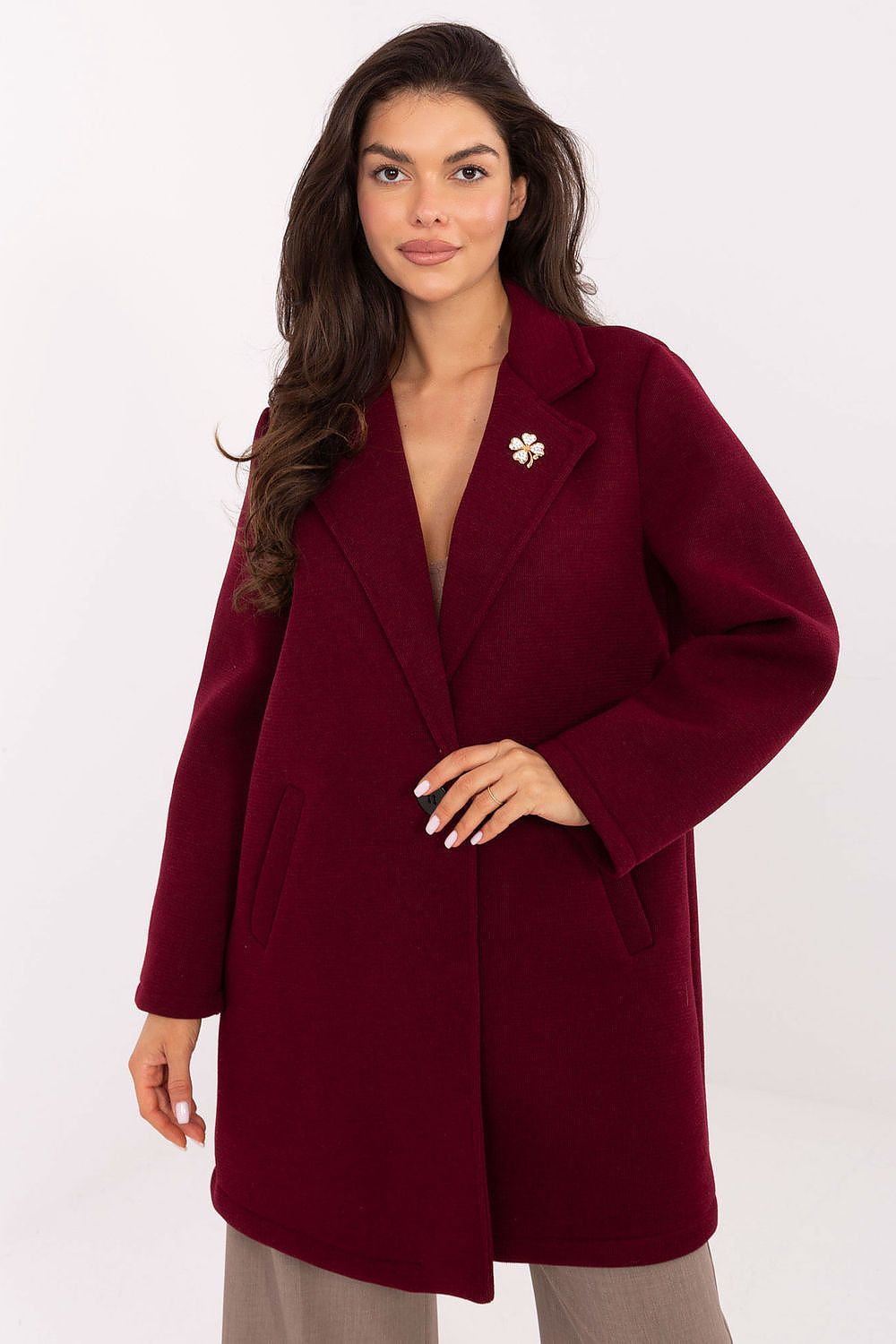 Abrigo Mujer Estructurado Broche – Burdeos | DOMELVA