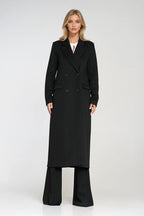 Abrigo Mujer Largo Espiga Doble Botonadura – Negro – detalle 2 | DOMELVA