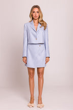 Blazer Mujer Corto Estructurado – Azul Celeste – detalle 2 | DOMELVA