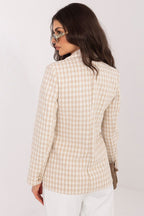 Blazer Mujer Cruzado Pata Gallo – Beige y Crema – detalle 3 | DOMELVA