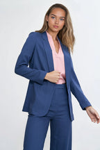 Blazer Mujer Lino y Rayón Sastrería – Azul Acero | DOMELVA