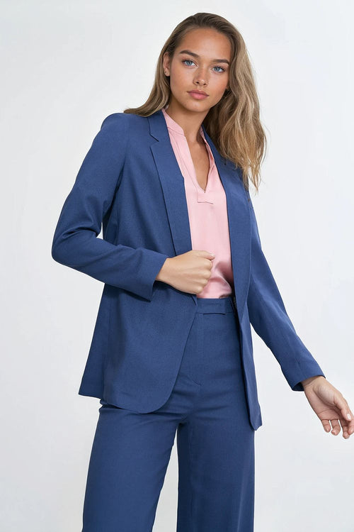 Blazer Mujer Lino y Rayón Sastrería – Azul Acero | DOMELVA