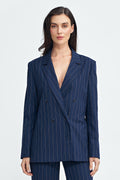 Blazer Mujer Oversize Raya Diplomática – Azul Marino | DOMELVA