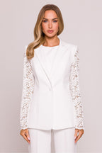 Blazer Mujer Sastre Mangas Encaje – Blanco Roto | DOMELVA
