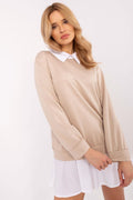 Blusa Mujer Doble Capa Cuello Bajo Camisero – Beige Empolvado | DOMELVA