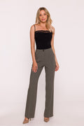Pantalón Mujer Sastrería Corte Recto Raya – Verde Oliva | DOMELVA
