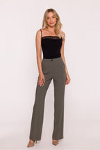 Pantalón Mujer Sastrería Corte Recto Raya – Verde Oliva | DOMELVA
