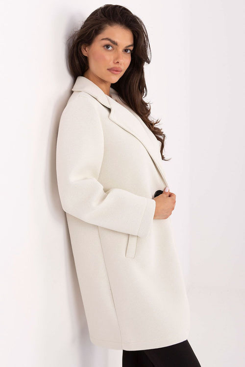 Abrigo Mujer Estructurado Broche – Blanco Roto – detalle 2 | DOMELVA