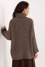 Jersey Mujer Bouclé Cuello Alto – Marrón Avellana – detalle 3 | DOMELVA
