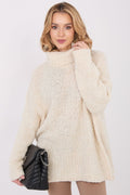 Jersey Mujer Bouclé Cuello Alto – Beige Vainilla | DOMELVA