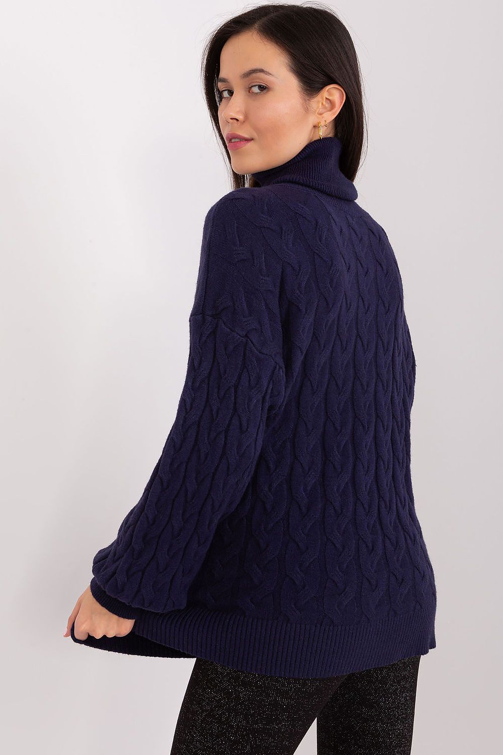 Jersey Mujer Cuello Alto Estructurado – Azul Marino – detalle 3 | DOMELVA