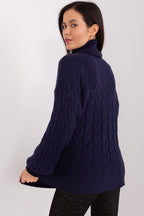 Jersey Mujer Cuello Alto Estructurado – Azul Marino – detalle 3 | DOMELVA