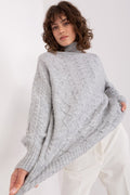 Jersey Mujer Cuello Alto Estructurado – Gris Hielo | DOMELVA