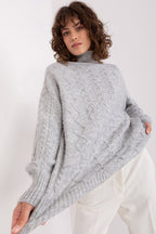 Jersey Mujer Cuello Alto Estructurado – Gris Hielo | DOMELVA