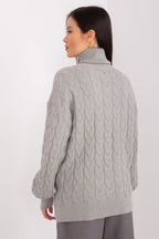 Jersey Mujer Cuello Alto Estructurado – Gris Plata – detalle 3 | DOMELVA