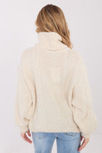 Jersey Mujer Cuello Alto – Beige Natural – detalle 3 | DOMELVA