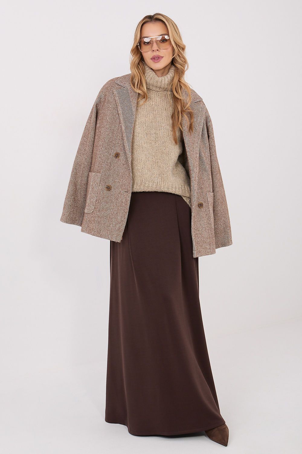 Jersey Mujer Cuello Alto Punto Grueso – Beige Lino – detalle 2 | DOMELVA