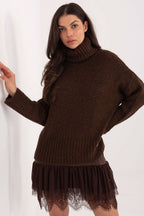 Jersey Mujer Cuello Alto Punto Grueso – Marrón Moka | DOMELVA