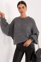 Jersey Mujer Oversize Punto Grueso – Gris Antracita | DOMELVA