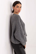 Jersey Mujer Oversize Punto Grueso – Gris Antracita – detalle 2 | DOMELVA