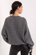 Jersey Mujer Oversize Punto Grueso – Gris Antracita – detalle 3 | DOMELVA