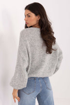 Jersey Mujer Oversize Punto Grueso – Gris Jaspeado – detalle 3 | DOMELVA