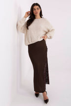 Jersey Mujer Punto Bouclé Cuello Redondo – Beige Crema – detalle 2 | DOMELVA