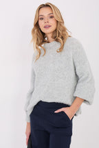 Jersey Mujer Punto Fino Cuello Perkins – Gris Perla | DOMELVA