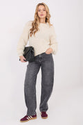 Jersey Mujer Punto Gofre Cuello Redondo – Beige Marfil | DOMELVA
