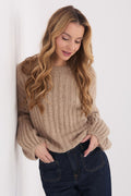 Jersey Mujer Punto Grueso Cuello Redondo – Beige Arena | DOMELVA