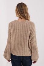 Jersey Mujer Punto Grueso Cuello Redondo – Beige Arena – detalle 3 | DOMELVA