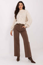 Jersey Mujer Punto Suave Cuello Redondo – Beige Écru – detalle 2 | DOMELVA
