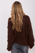 Jersey Mujer Punto Suave Cuello Redondo – Marrón Glacé – detalle 3 | DOMELVA
