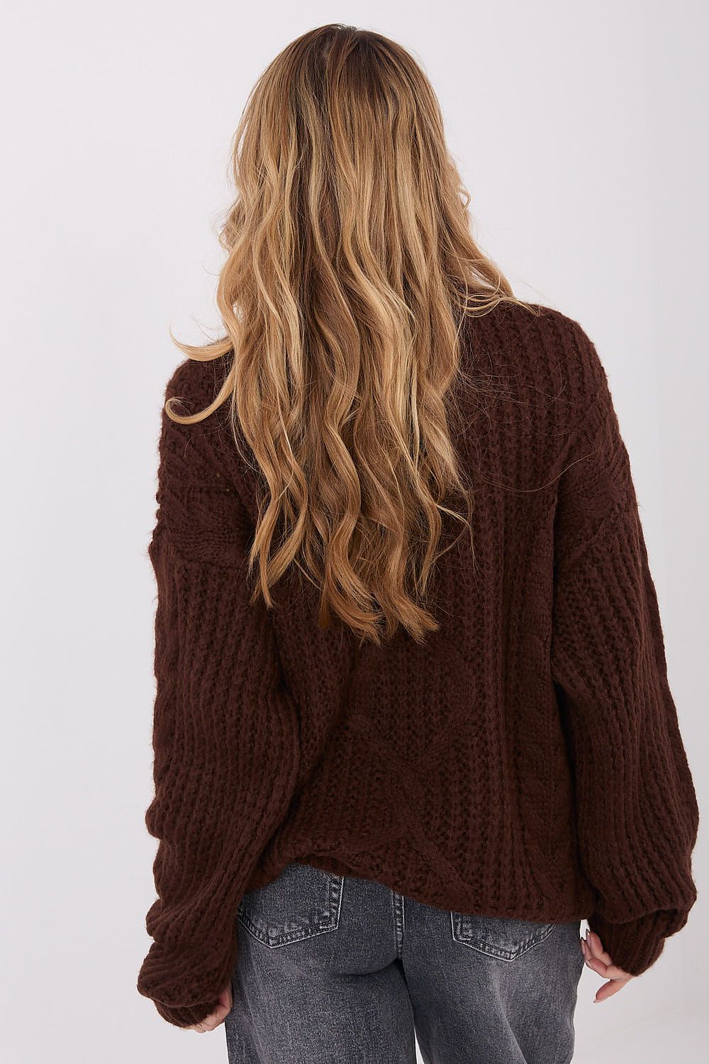Jersey Mujer Punto Suave Cuello Redondo – Marrón Glacé – detalle 3 | DOMELVA