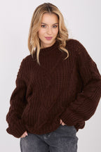 Jersey Mujer Punto Suave Cuello Redondo – Marrón Glacé – detalle 4 | DOMELVA