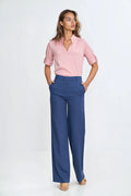 Pantalón Mujer Lino y Rayón Sastrería – Azul Acero | DOMELVA