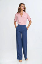 Pantalón Mujer Lino y Rayón Sastrería – Azul Acero | DOMELVA