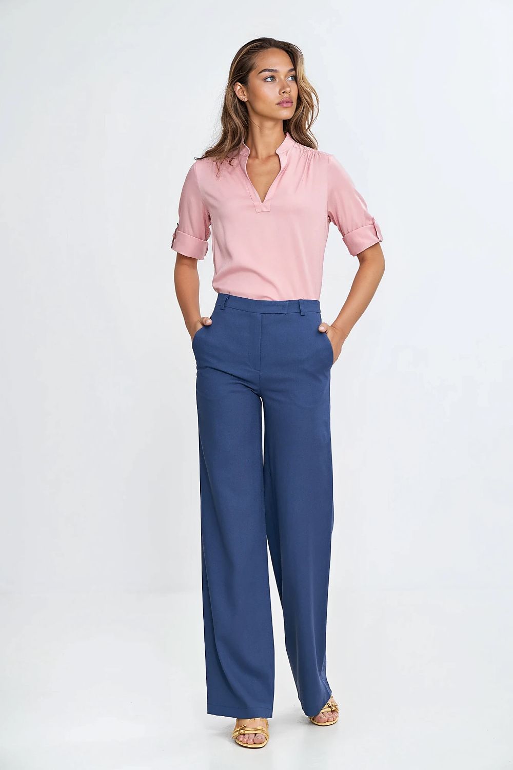 Pantalón Mujer Lino y Rayón Sastrería – Azul Acero | DOMELVA