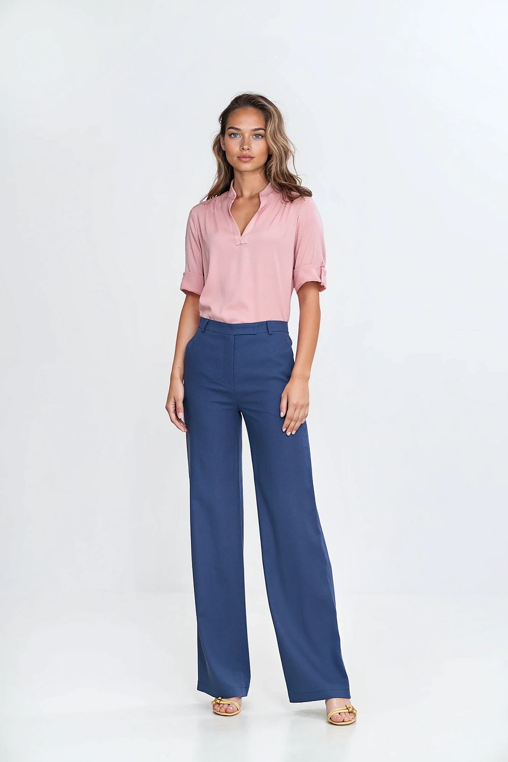 Pantalón Mujer Lino y Rayón Sastrería – Azul Acero – detalle 2 | DOMELVA