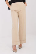 Pantalón Mujer Viscosa Talle Alto Dobladillo Ancho – Beige Avena | DOMELVA