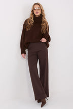 Pantalón Mujer Viscosa Talle Alto Dobladillo Ancho – Marrón Chocolate – detalle 4 | DOMELVA