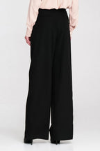 Pantalón Mujer Fluido Talle Alto Pinzas Pierna Ancha – Negro Azabache – detalle 5 | DOMELVA