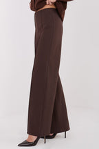 Pantalón Mujer Fluido Talle Alto Pierna Ancha – Marrón Chocolate – detalle 2 | DOMELVA