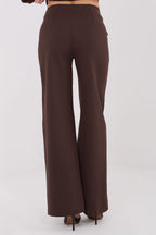 Pantalón Mujer Fluido Talle Alto Pierna Ancha – Marrón Chocolate – detalle 3 | DOMELVA