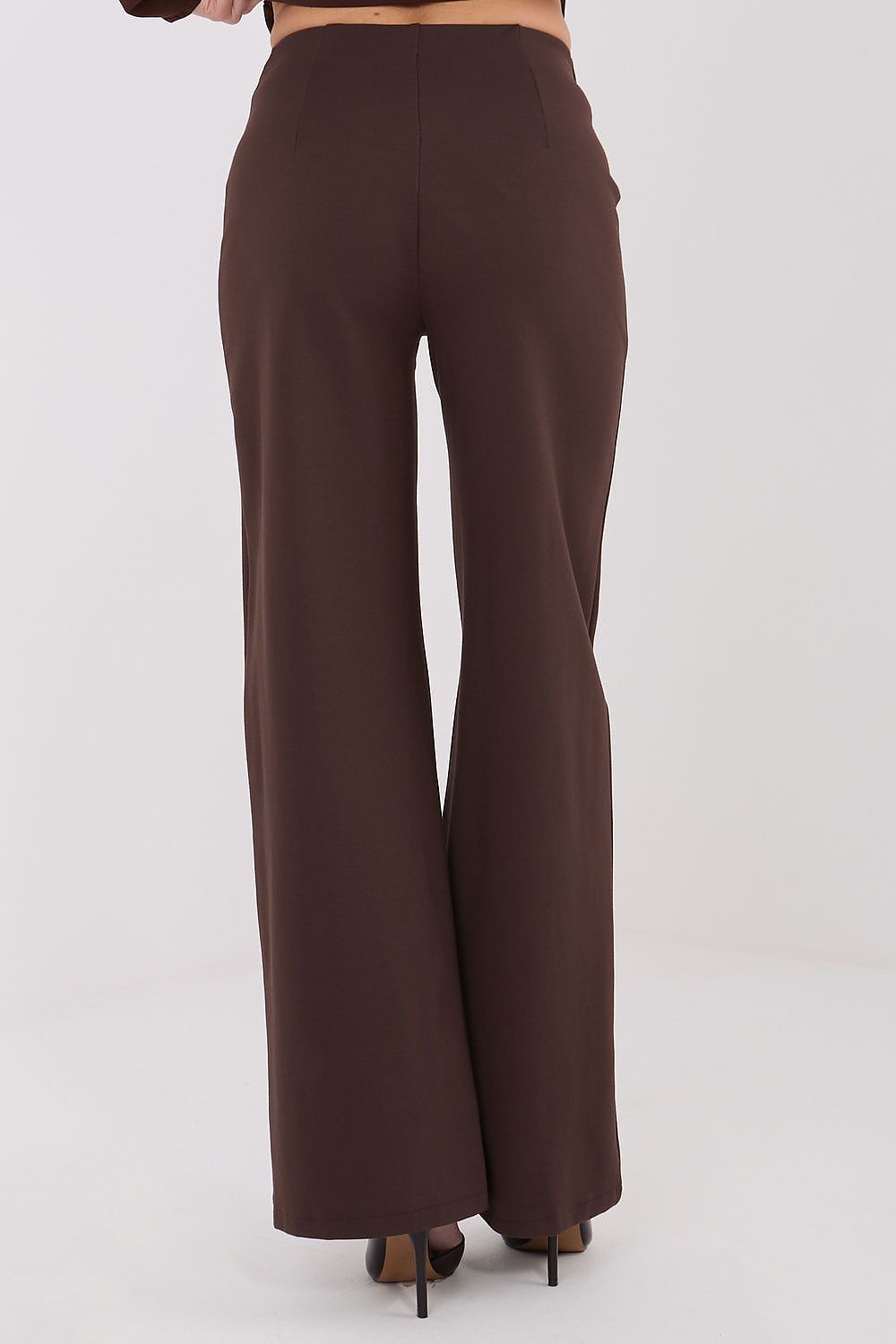 Pantalón Mujer Fluido Talle Alto Pierna Ancha – Marrón Chocolate – detalle 3 | DOMELVA